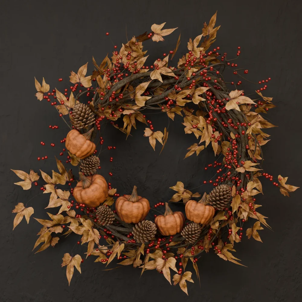 Sj-Autumn Harvest Pumpkin Wreath