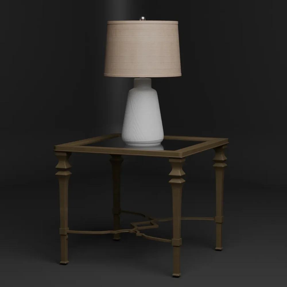 Classic Table Lamp On Wooden Side Table