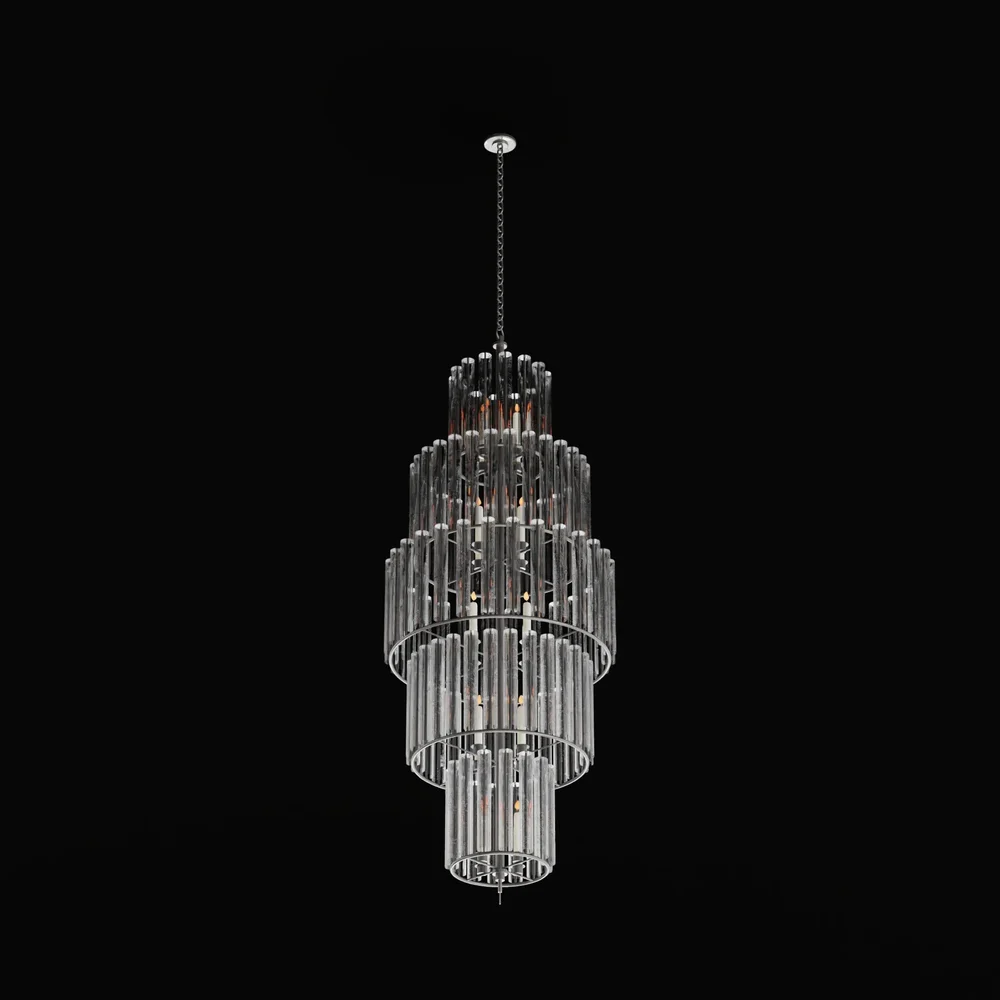 Tiered Glass Cylindrical Chandelier