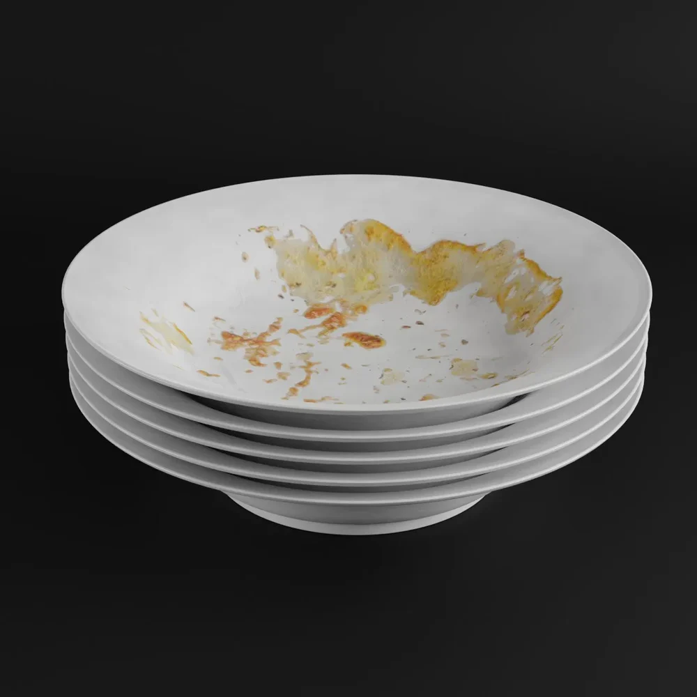 Dirty Plates With Food Scraps