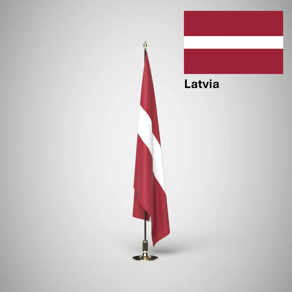 Latvia Ceremonial Flag On Stand