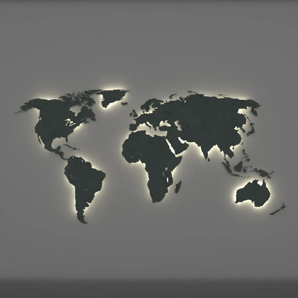 World Map Led Back Lit