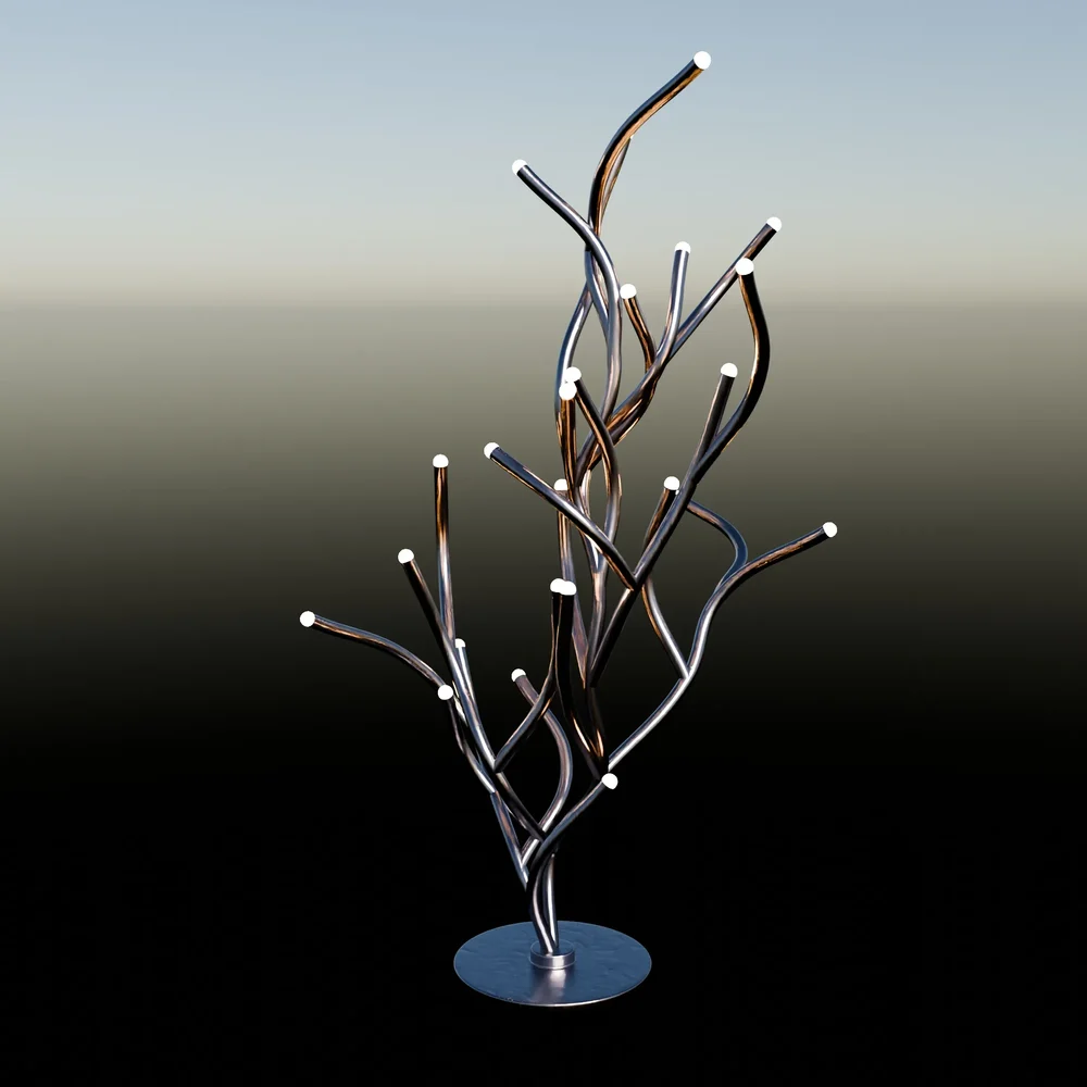 Designer Metal Tree Lamp With Leds (Geometry Nodes Modifier)
