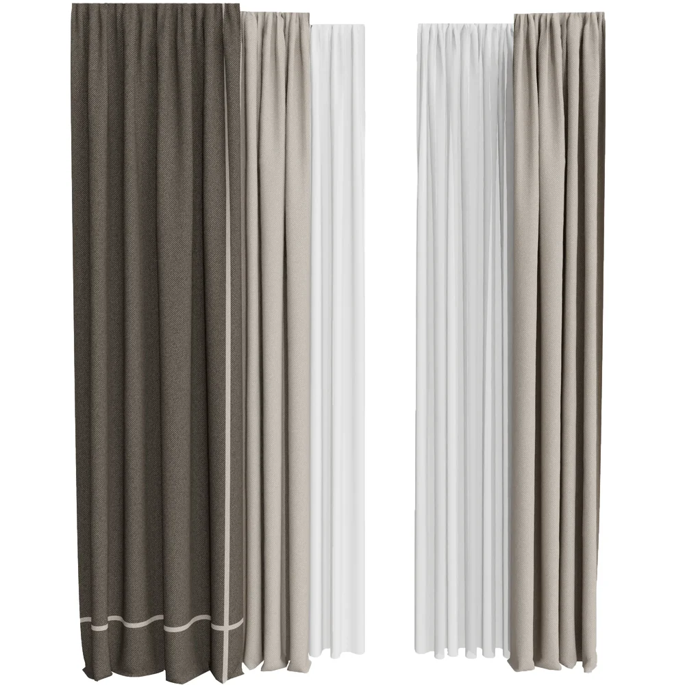 Modern Linen And Wool Curtain Set