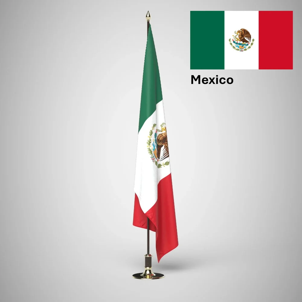 Mexico Ceremonial Flag On Stand