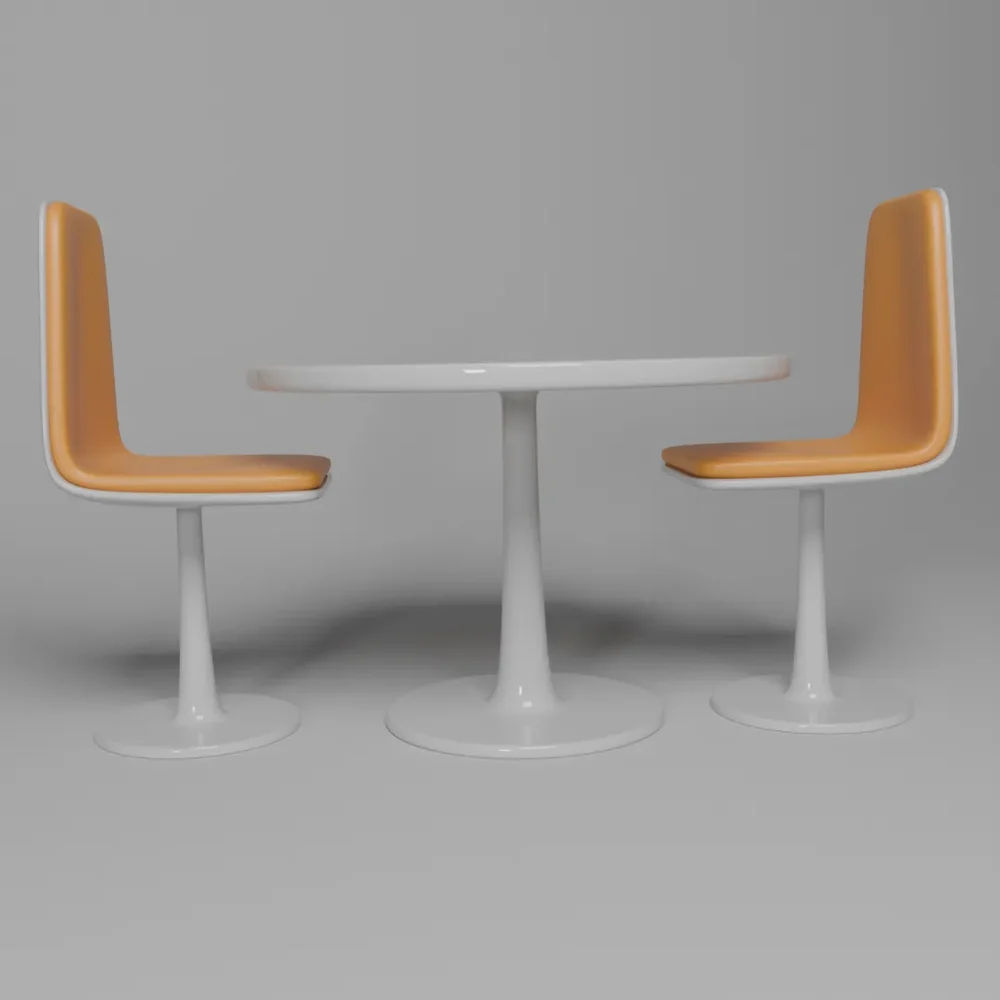 Table And Chairs White And Orange