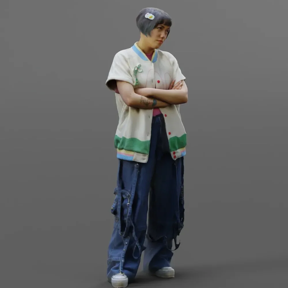 Standing Cute Girl Crossed Arms