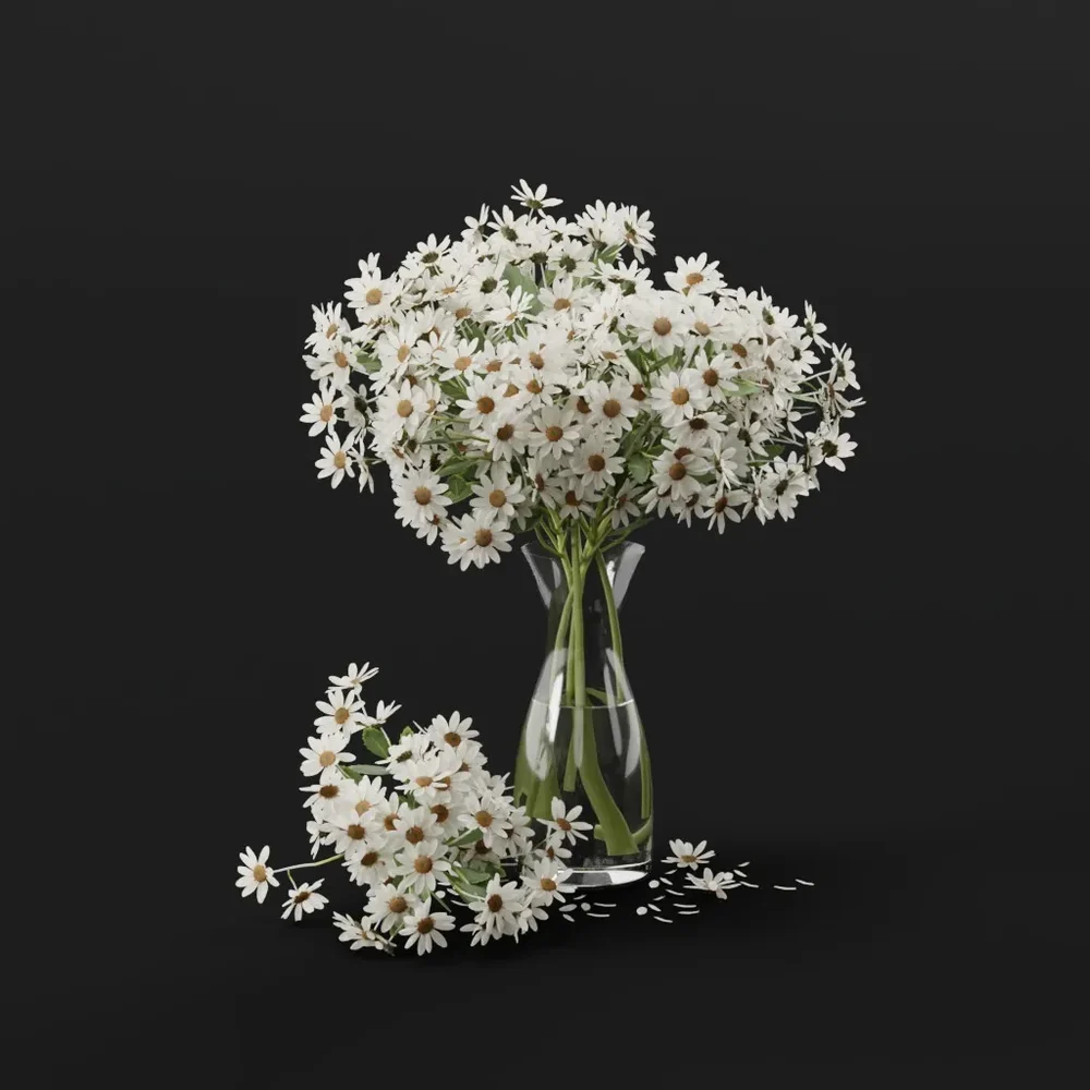 White Daisy Glass Vase