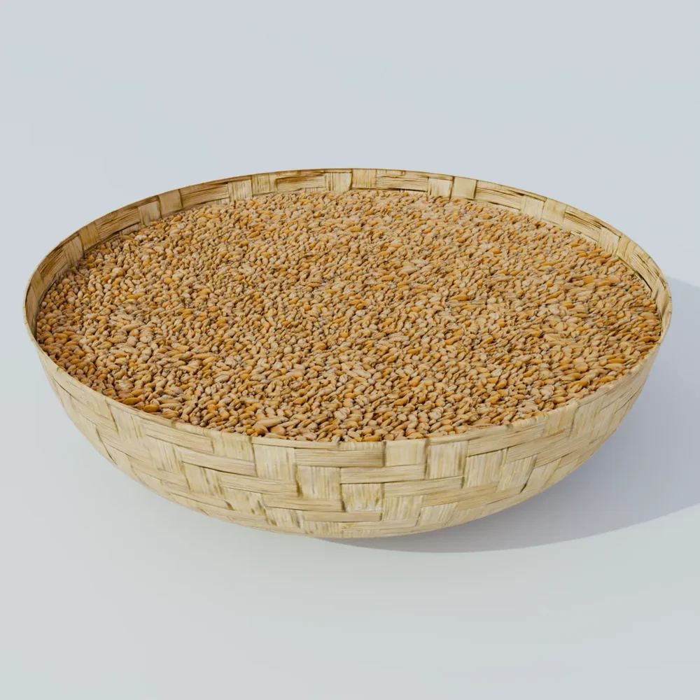 Indian Bamboo Basket With Grains