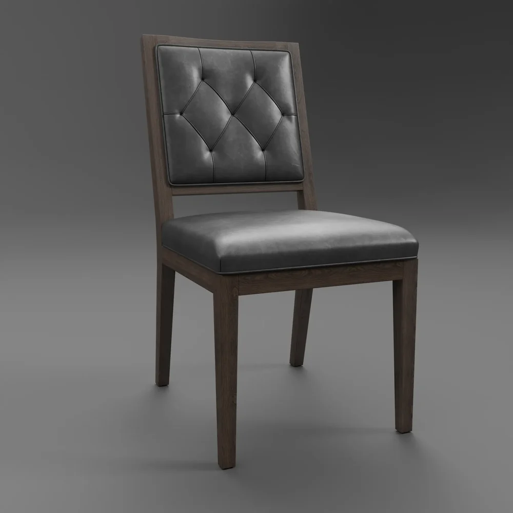 French Contemporary Tufted Square Chair