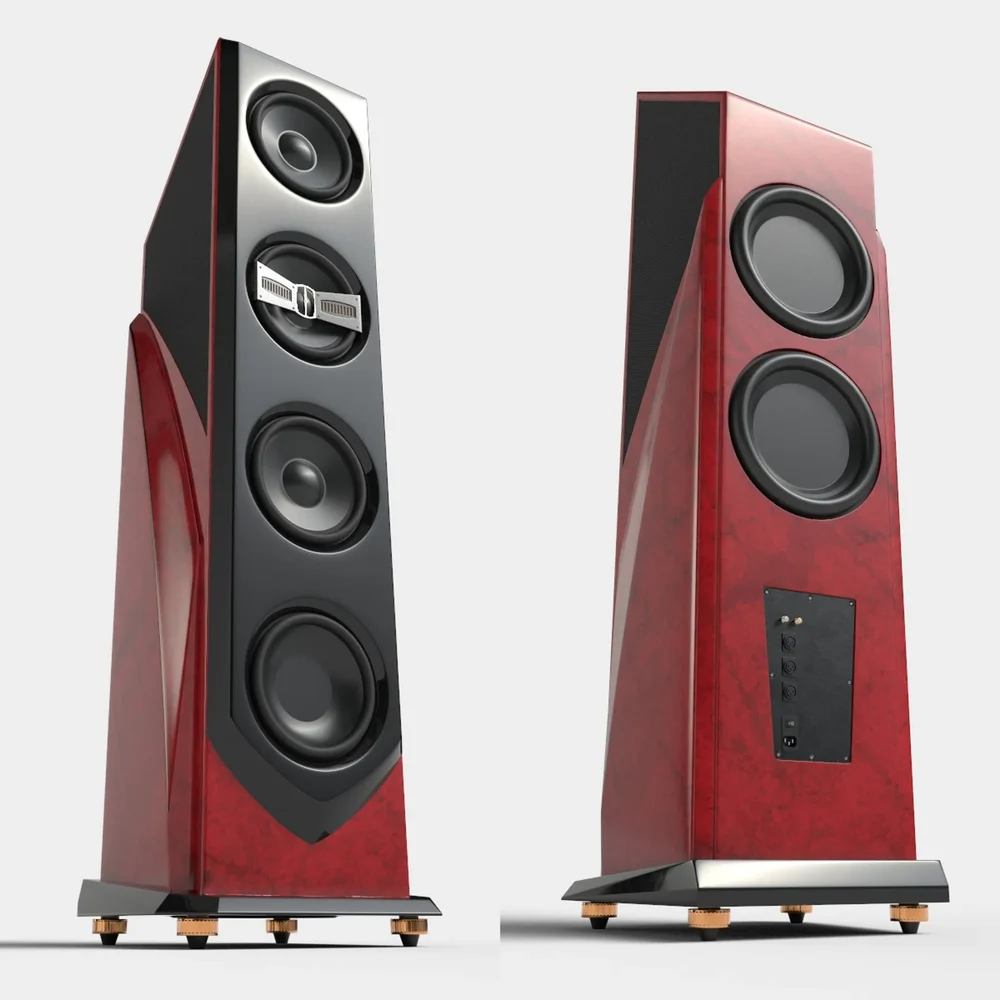 Hi Fi Floor Speaker Red Composite