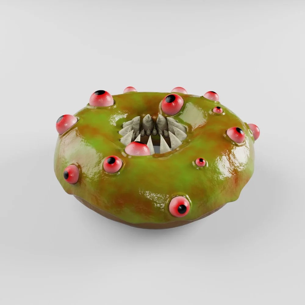 Slimy Monster Donut With Teeth