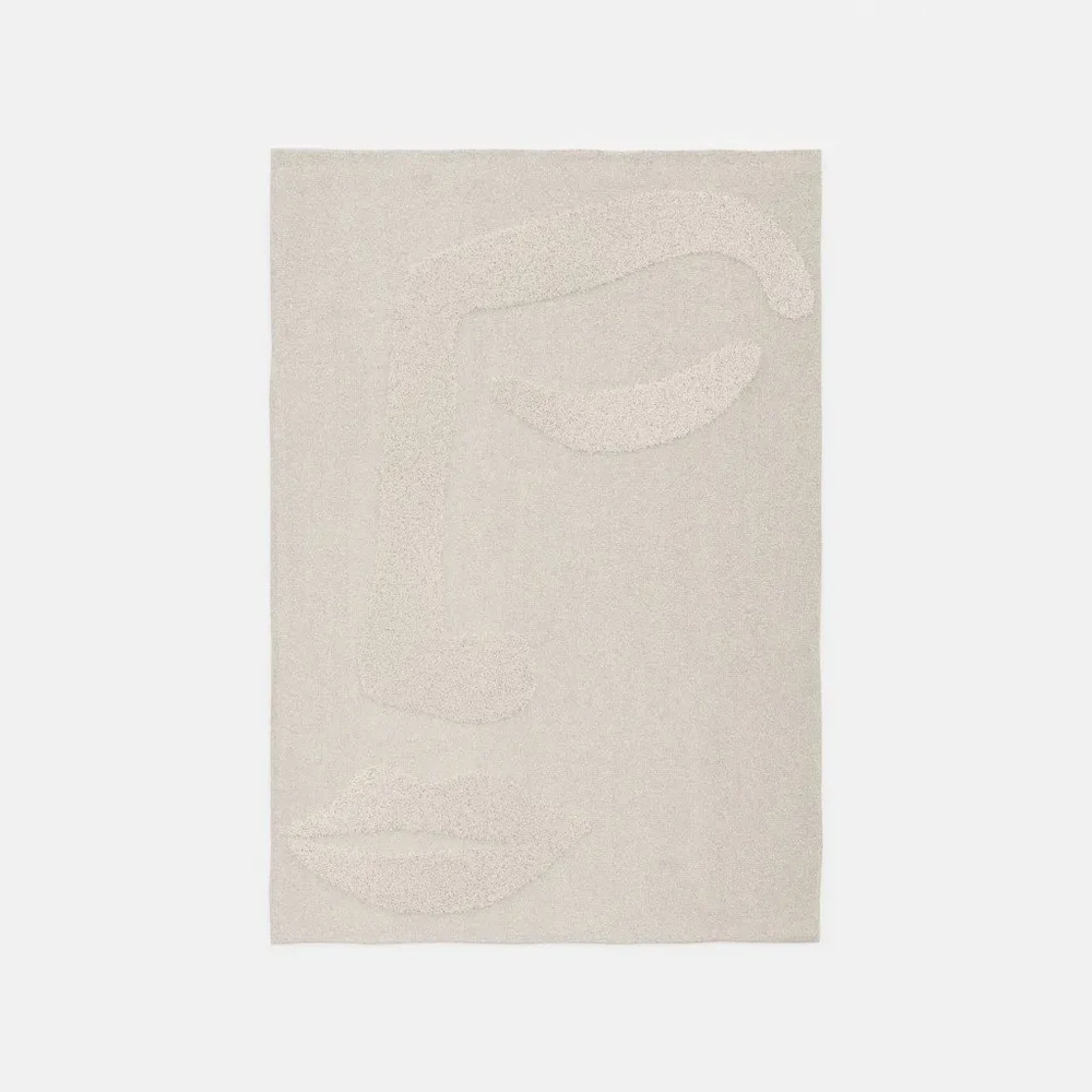 White And Rattan Rug