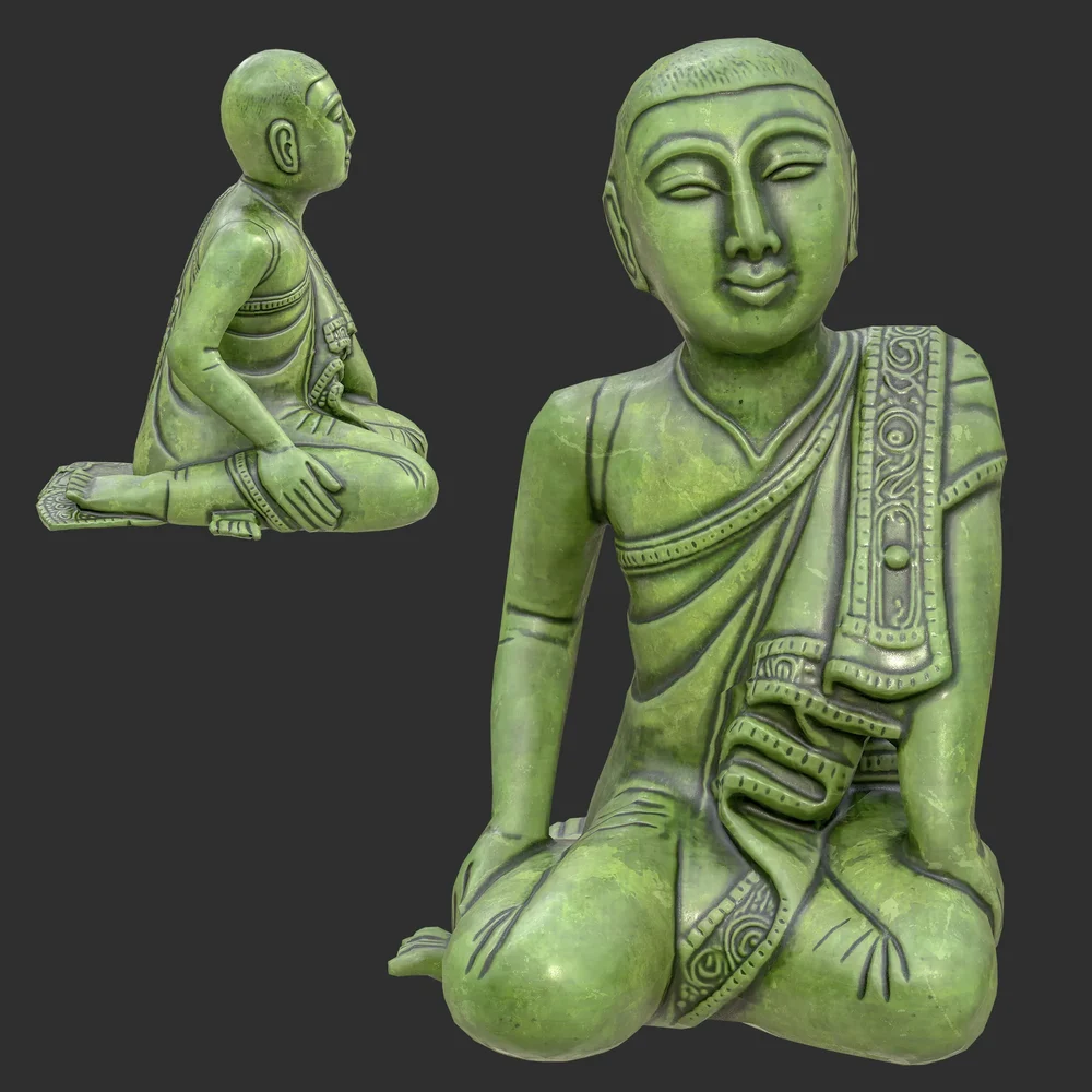 Antique Burmese Monk Statue Jade
