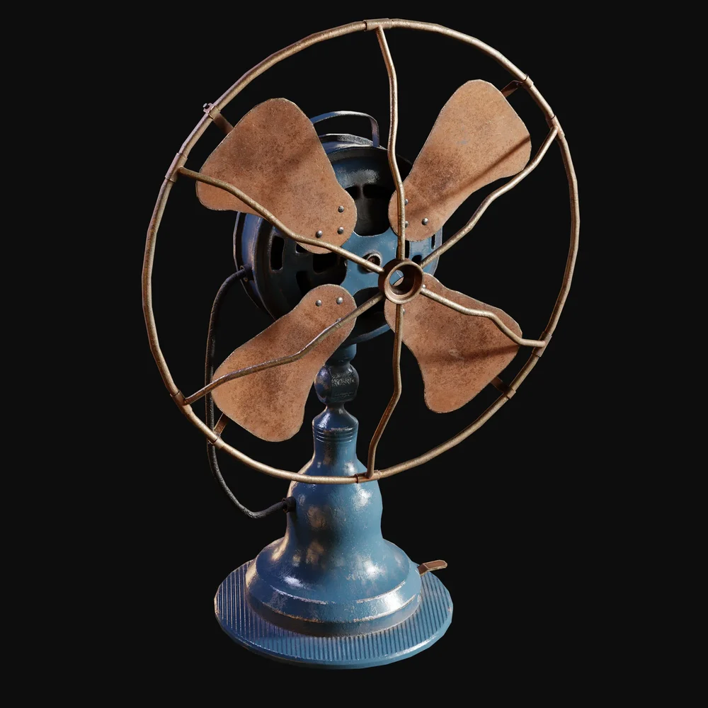 Antique 1920s Desk Fan Blue