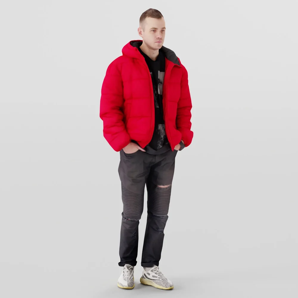 Guy In Jeans With Torn Knees