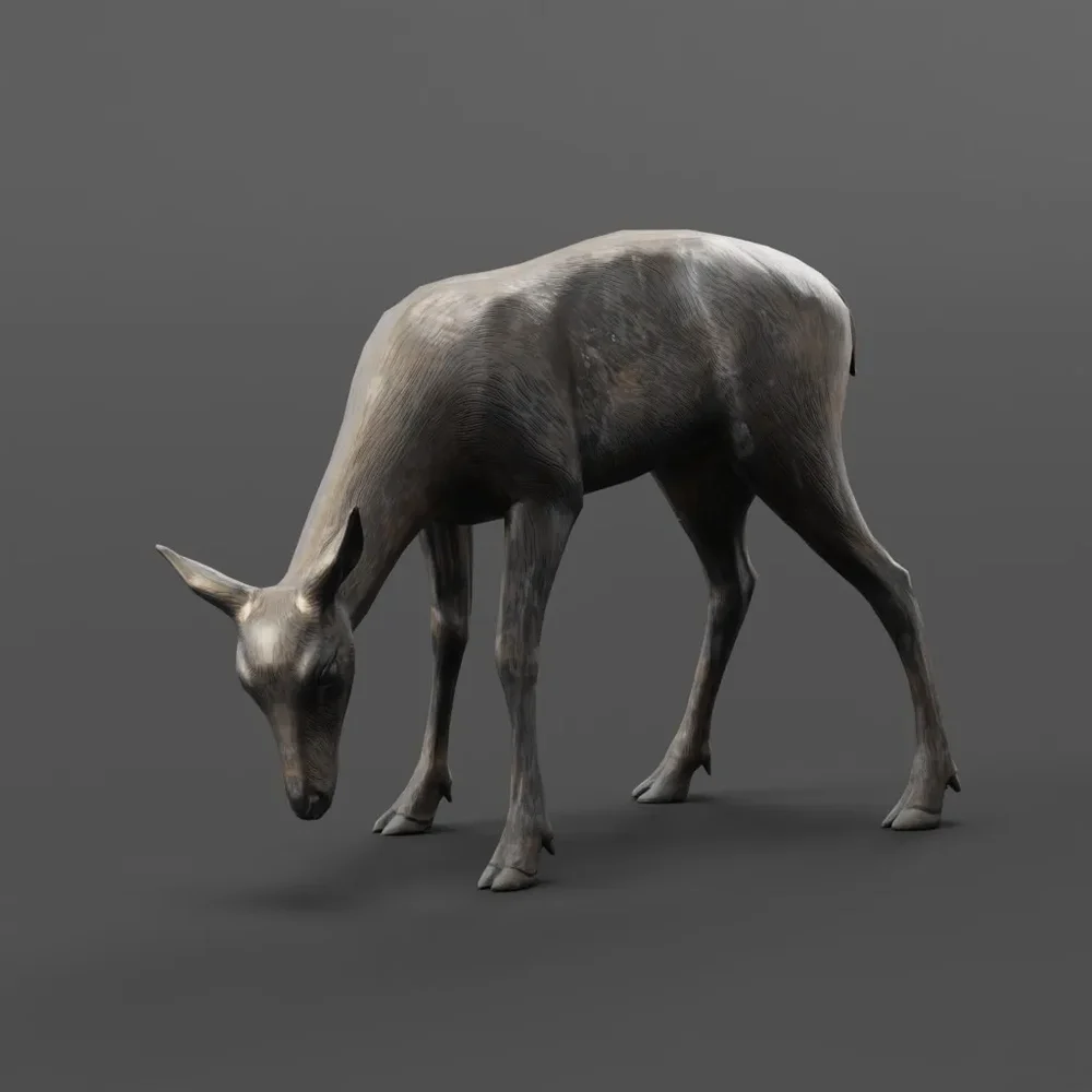 Realistic Grazing Deer Sculpted In Blender