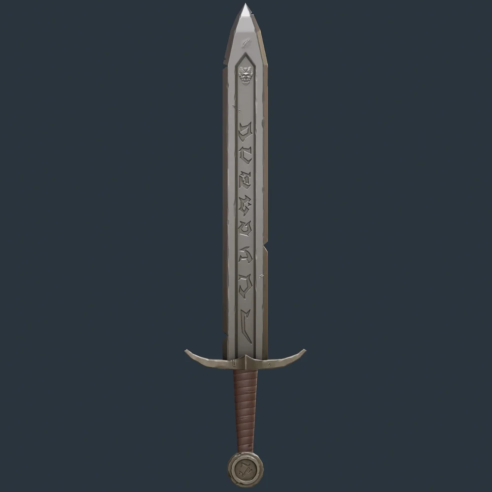 Engraved Medieval Sword Shine Metal