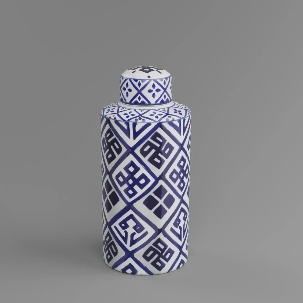Abstract Geometric Stone Vase
