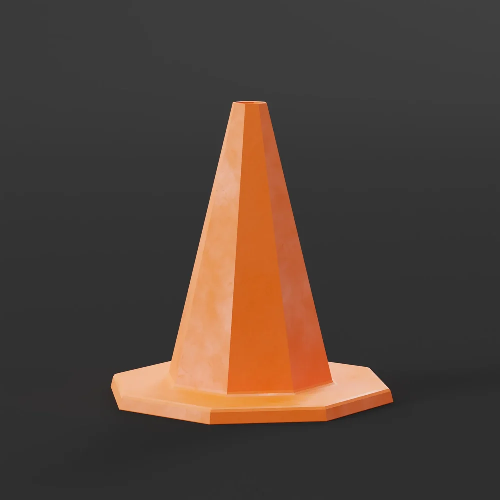 Traffic Cone Sign Low-Poly
