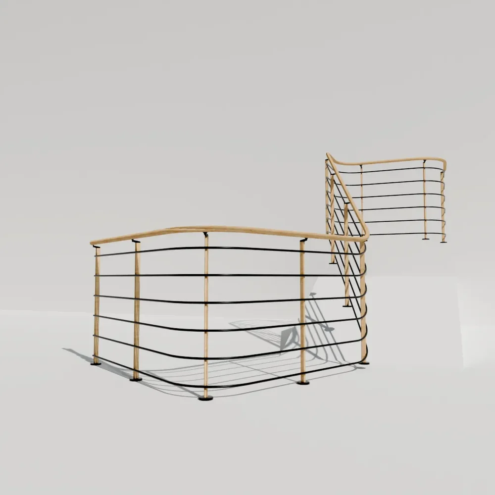 Railling Modern With Wood And Aluminium