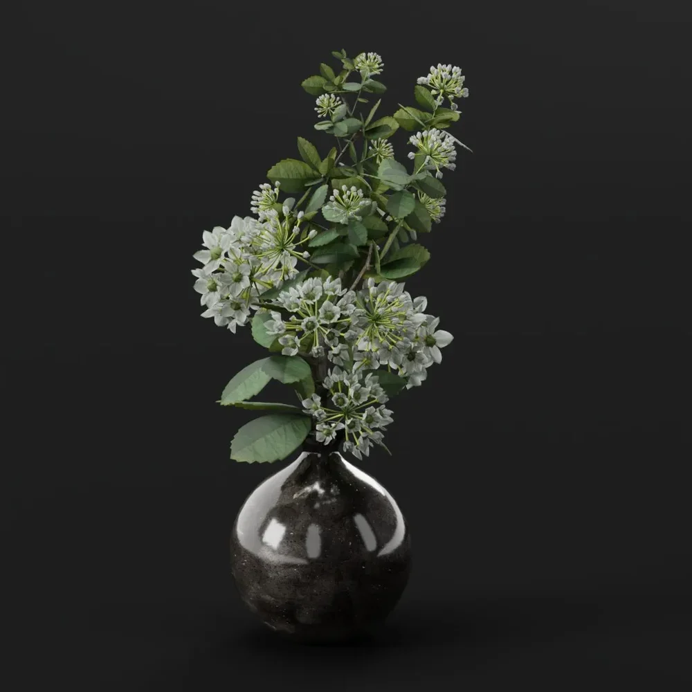 White Allium Branch