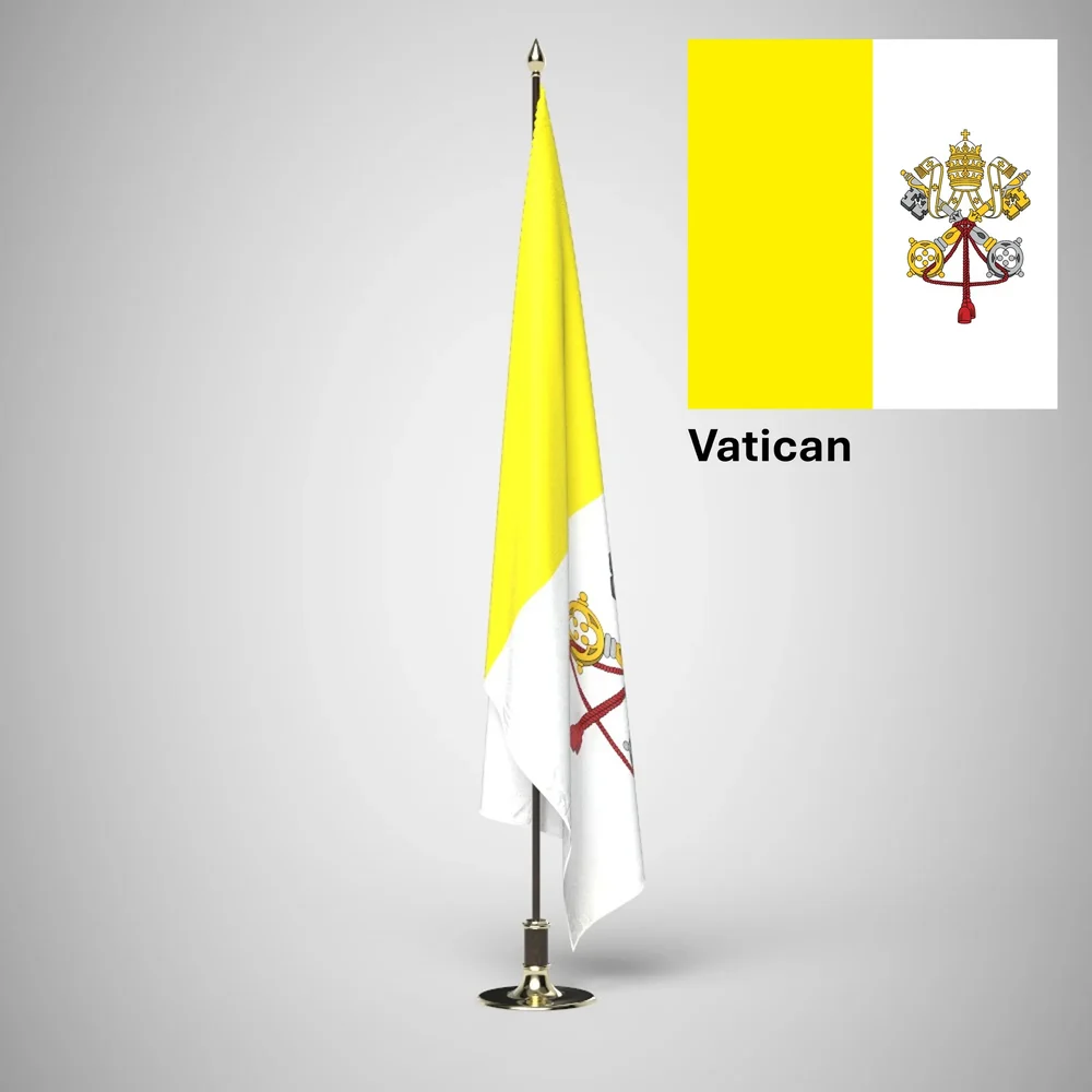 Vatican Ceremonial Flag On Stand