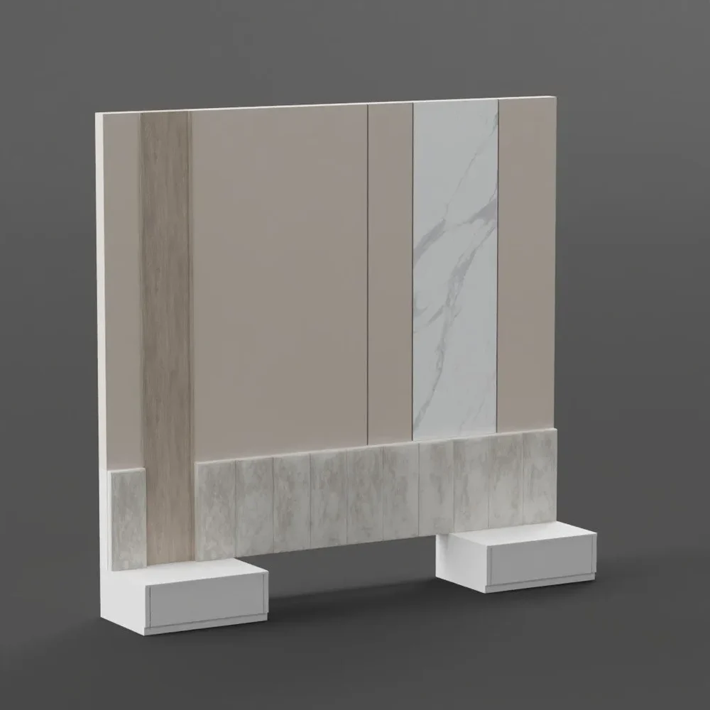 Contemporary Bedhead With Side Tables