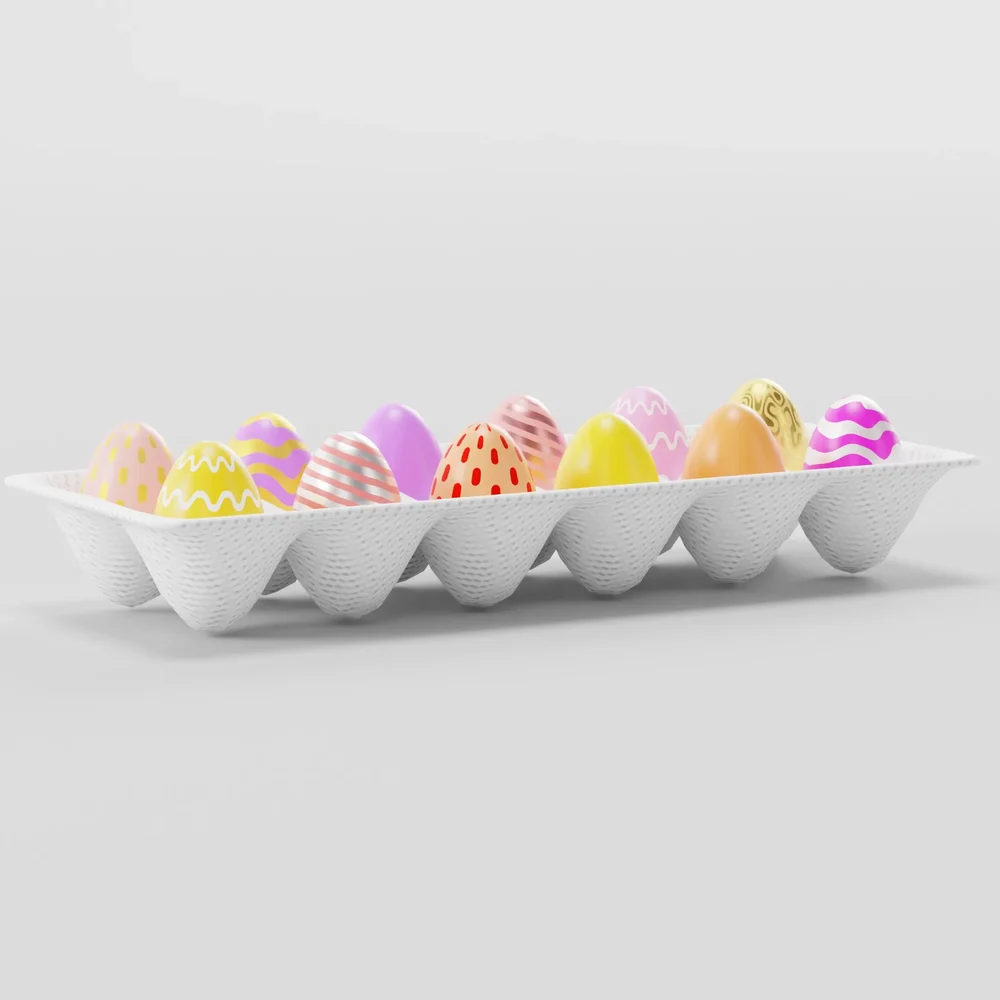 Decorative Easter Eggs In Tray