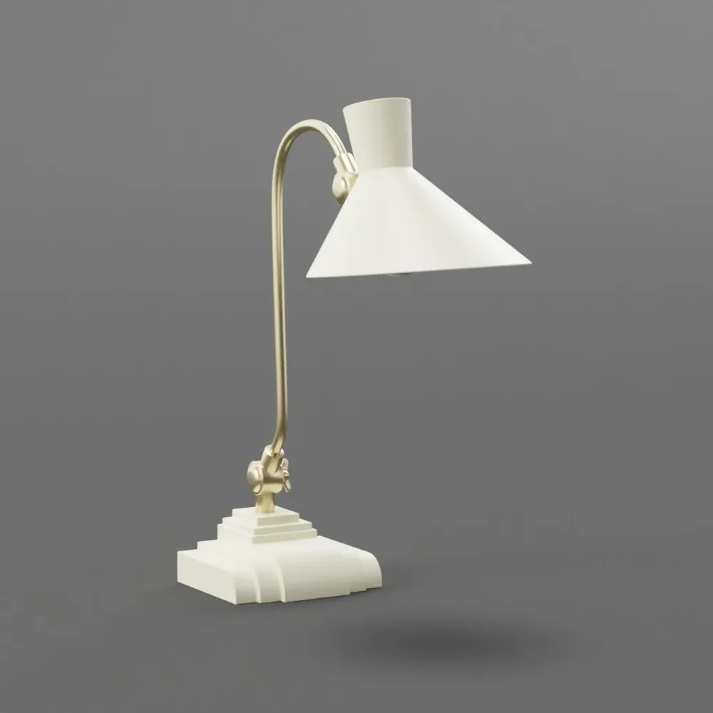 Gold Ivory Art Deco Desk Lamp