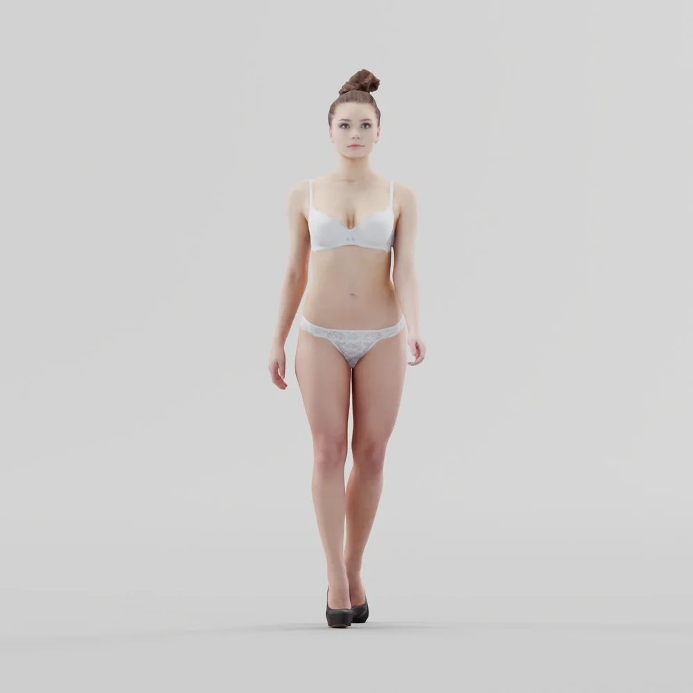 Woman In Underwear Walking