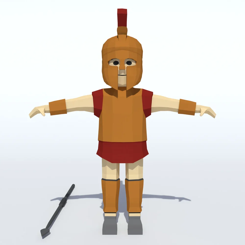 Low Poly Spartan Warrior Rigged