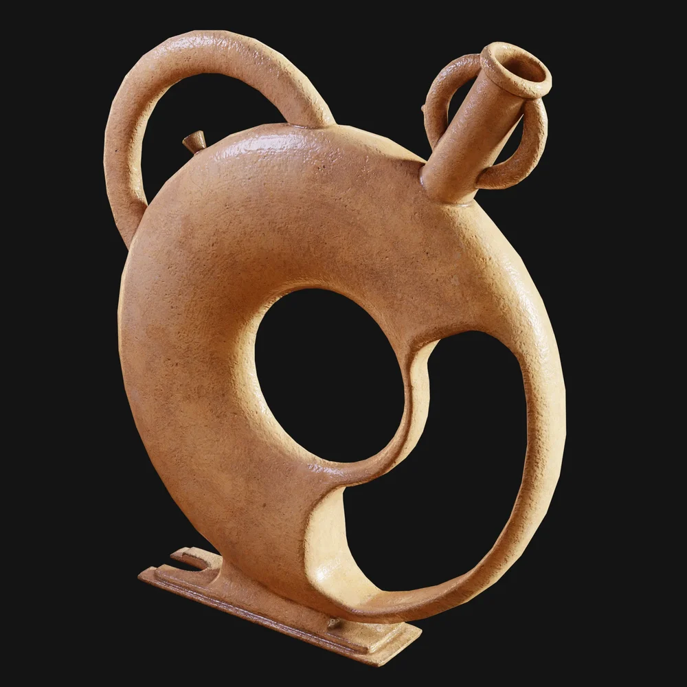Earthenware Ring-Jug Art Object Glazed