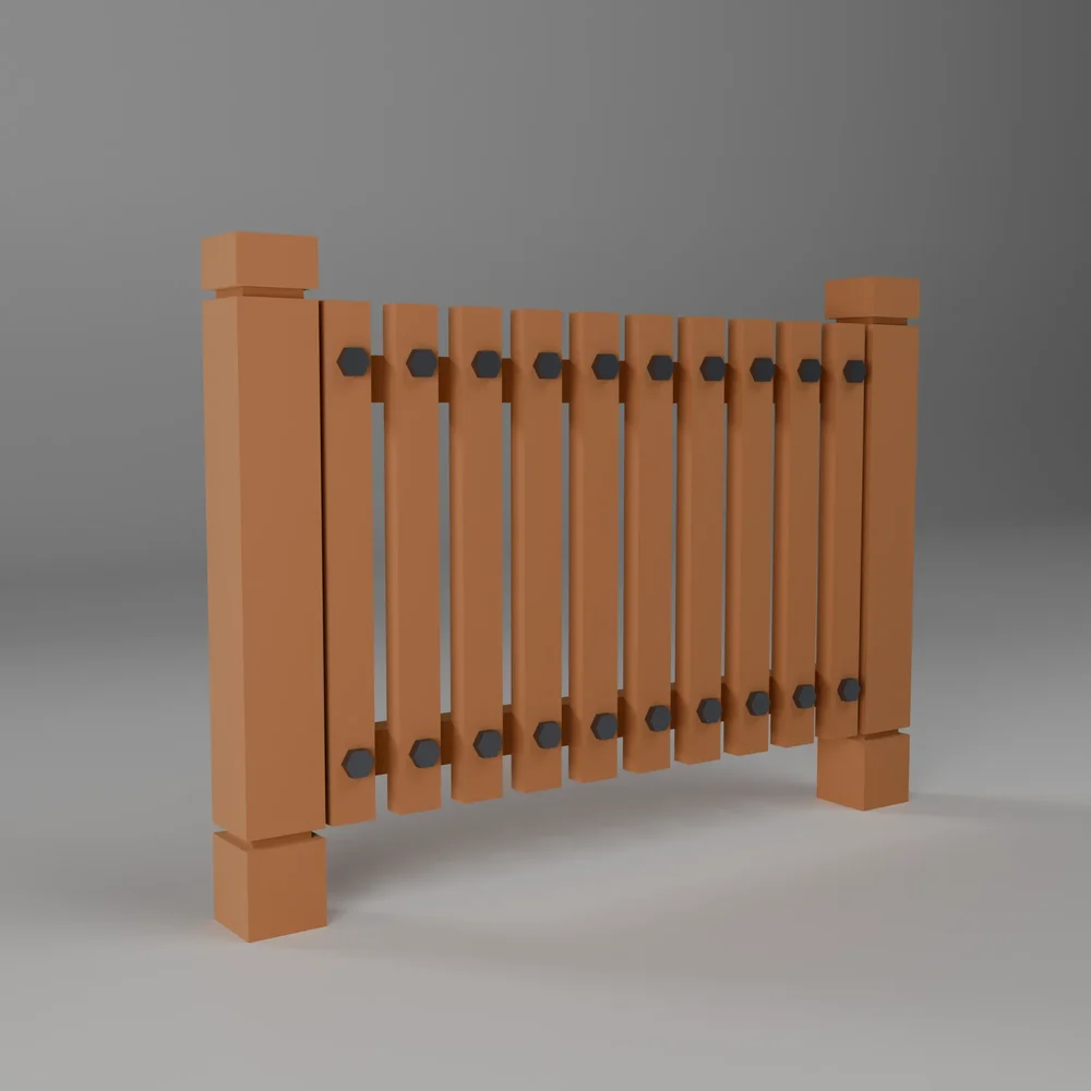 Low Poly Stylized Wooden Fence