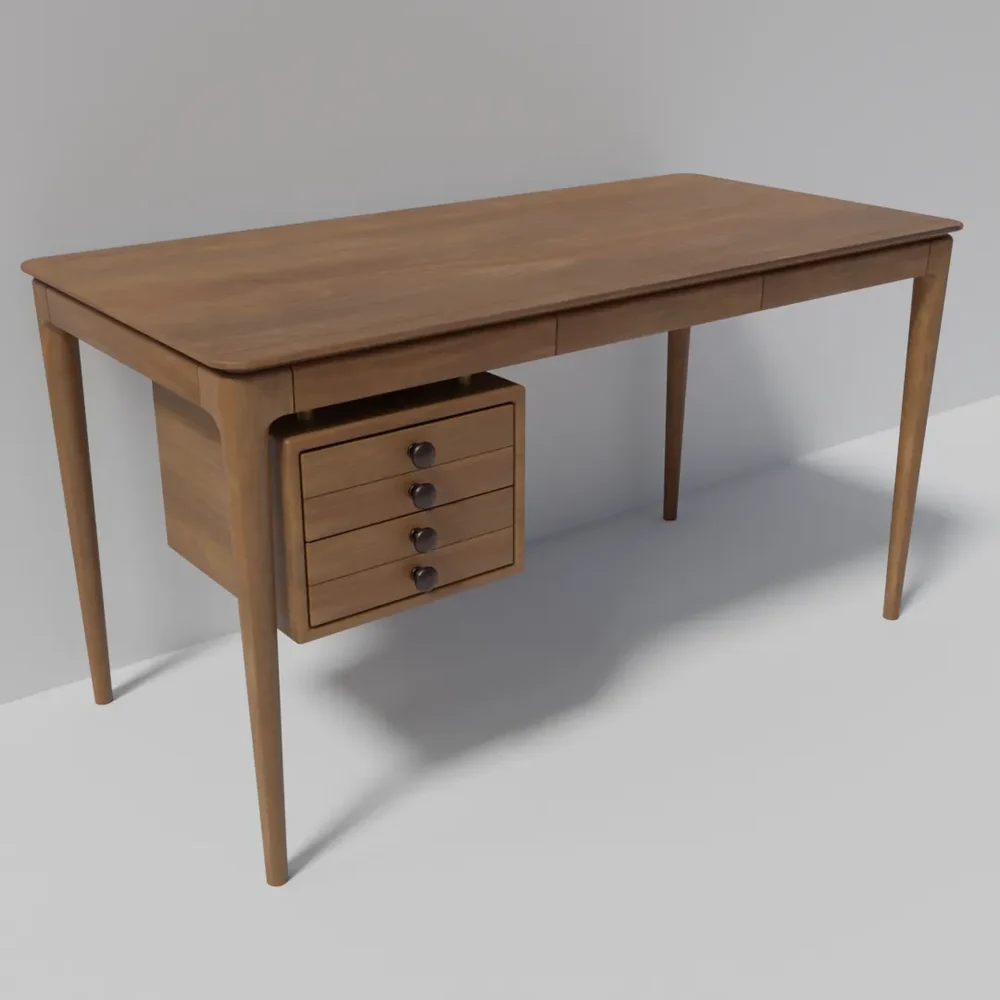 Timber Desk With Drawers
