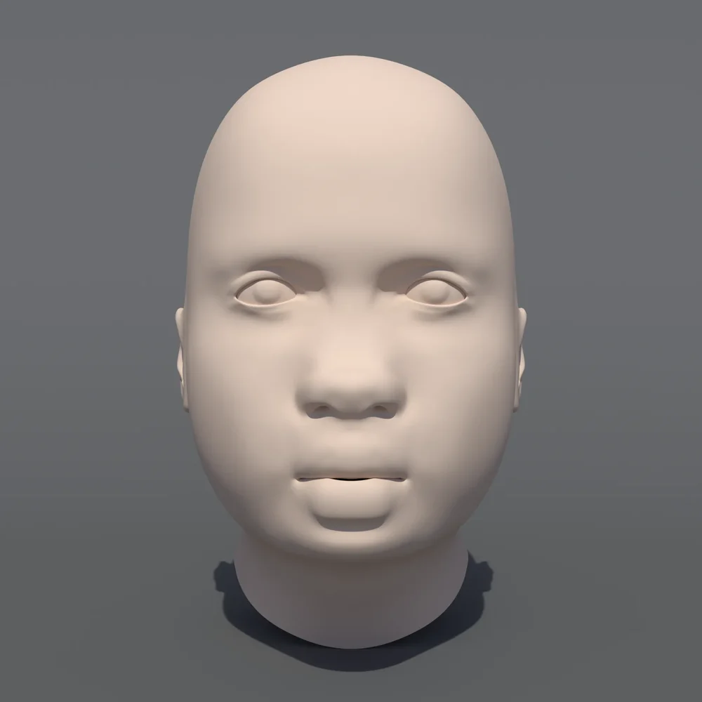 African Kid Head Base Mesh