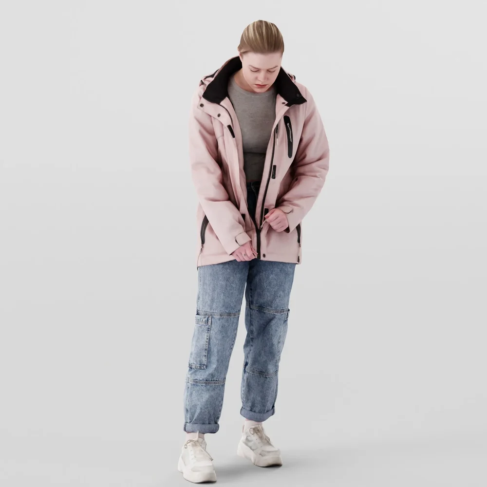 Autumn Bliss Girl In Hooded Pink Jacket