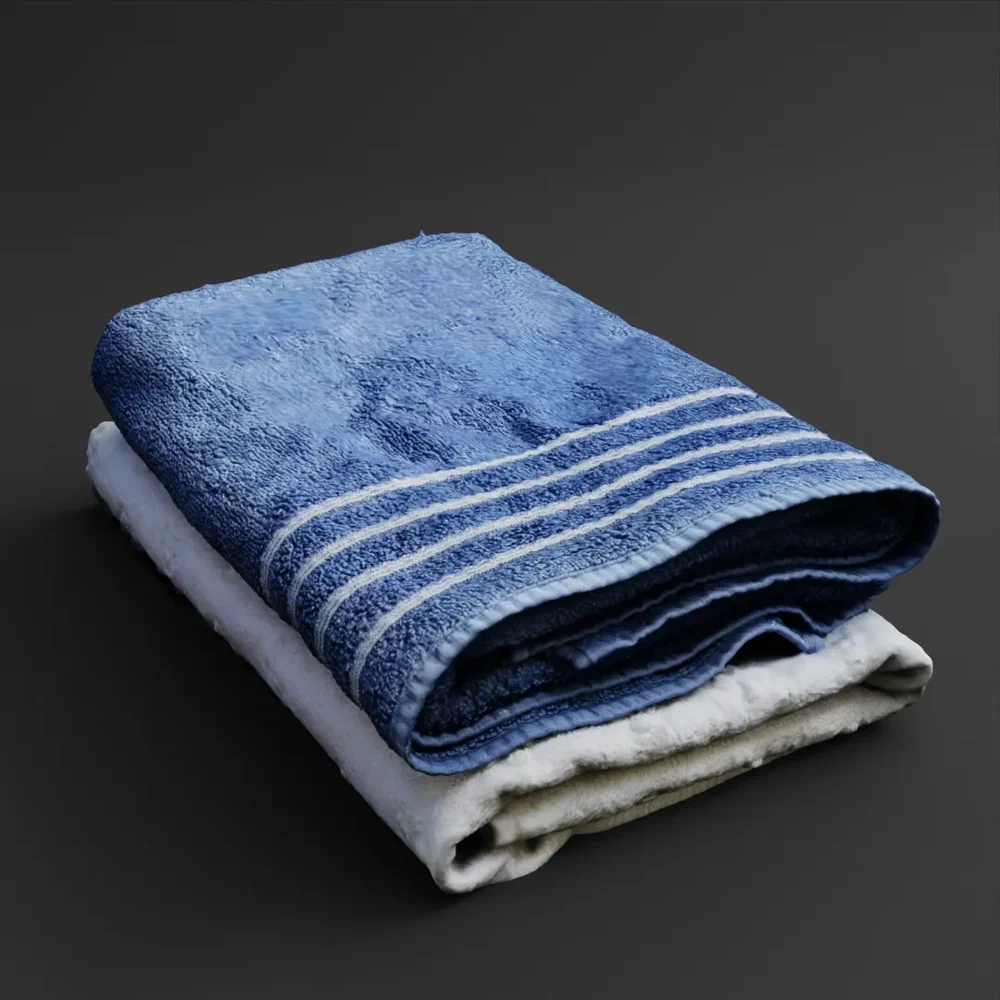 Stacked Towels – Blue And White