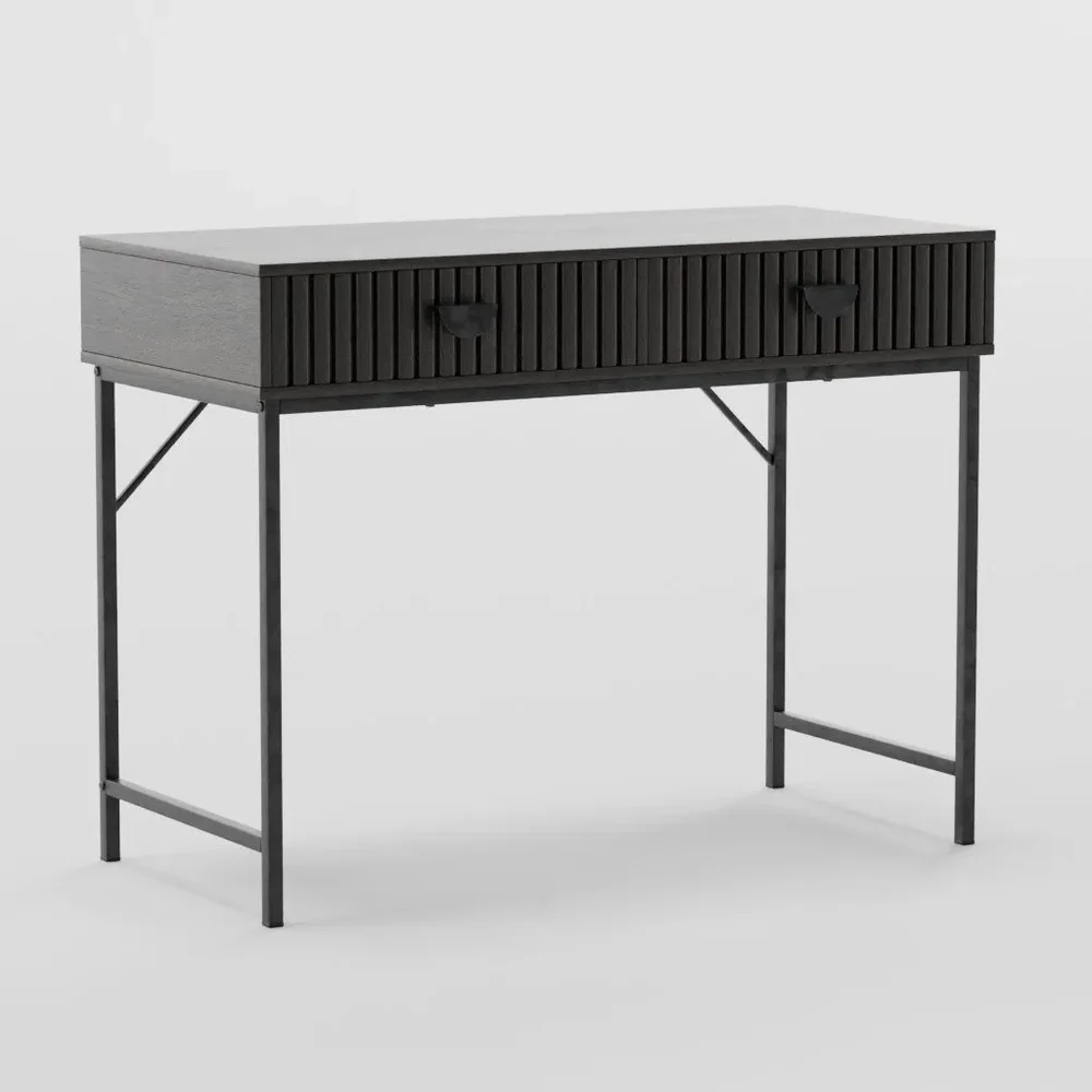 Grooved Wood And Steel Desk