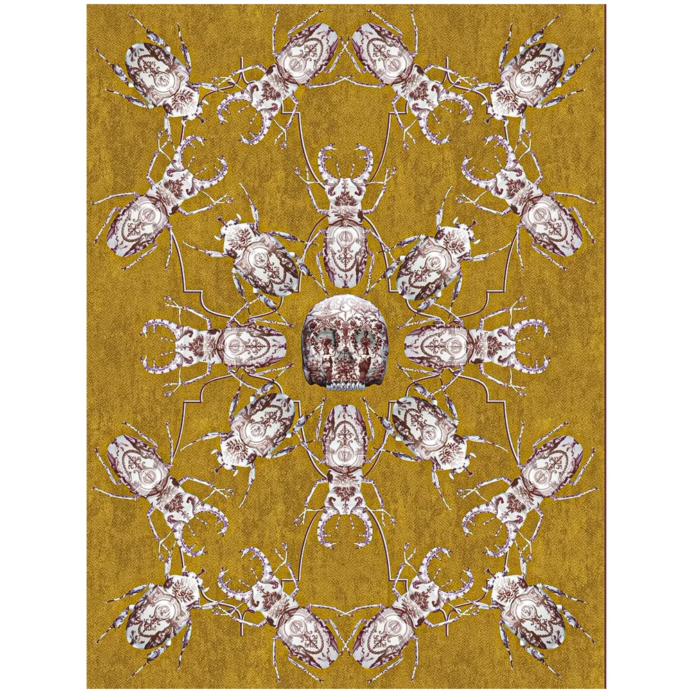 Golden Floral Tile Carpet