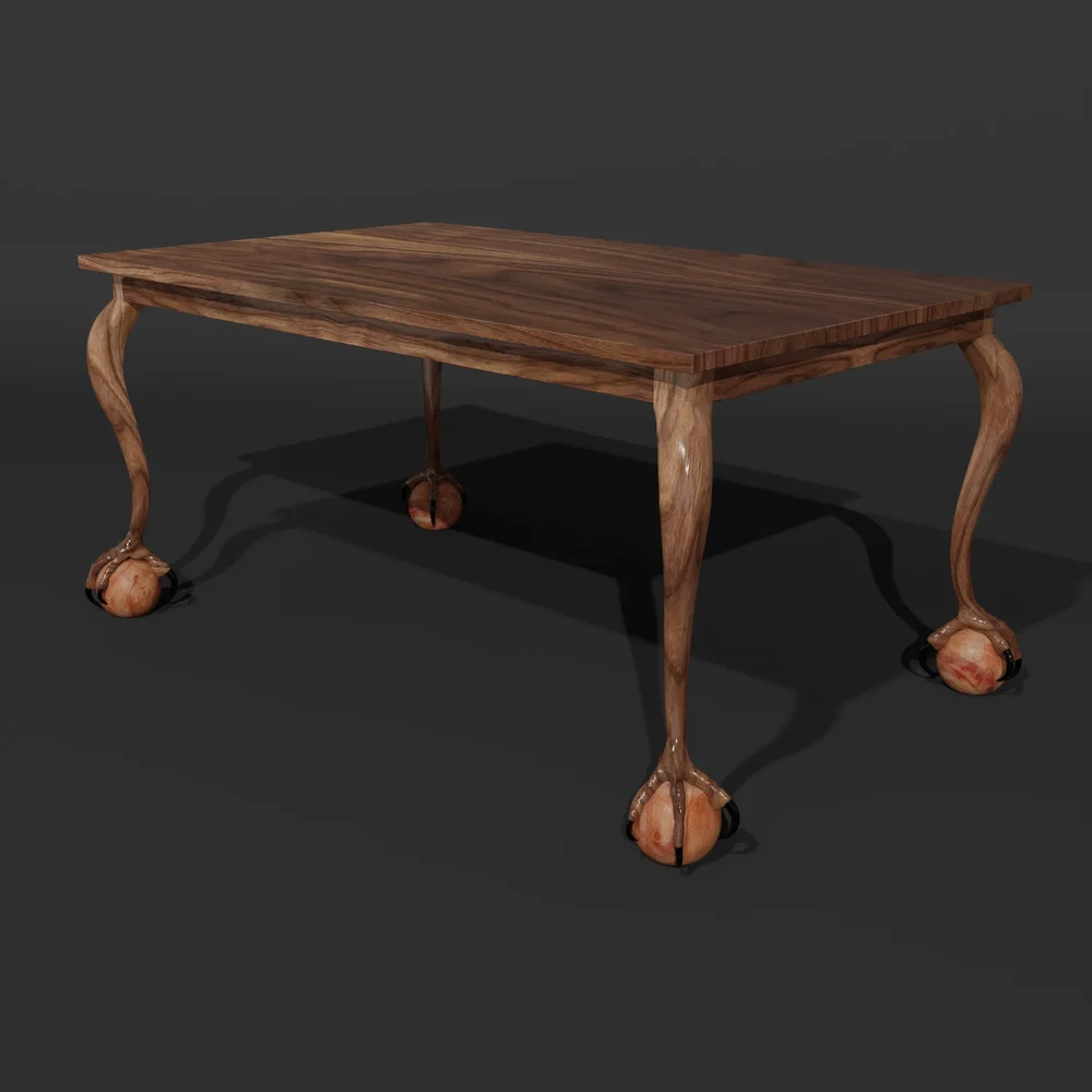 Wooden Table With Realistic Eagle Feet