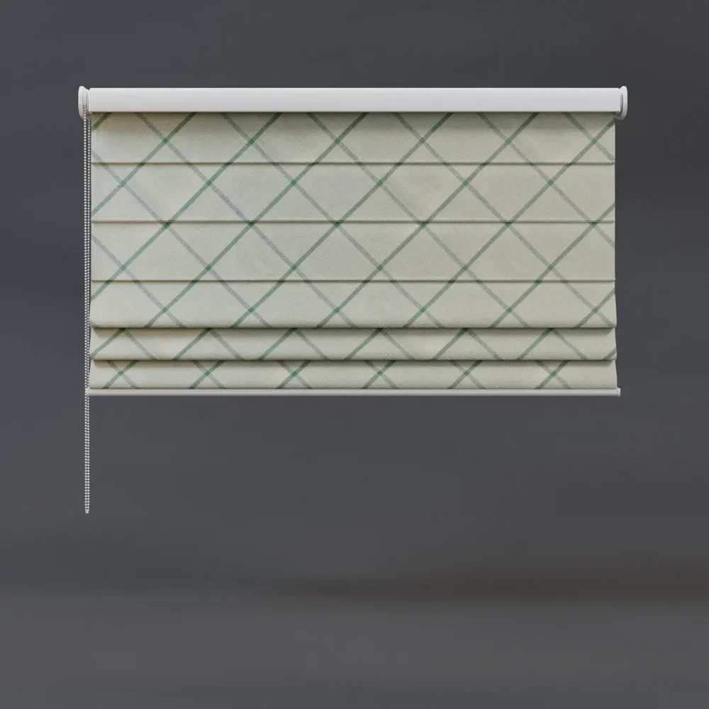 Roman Blinds Half Green Checkered