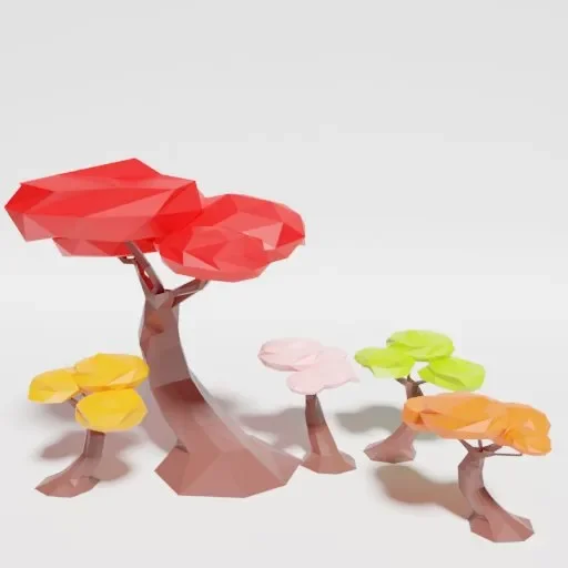 Low Poly Japan Tree Multicolor