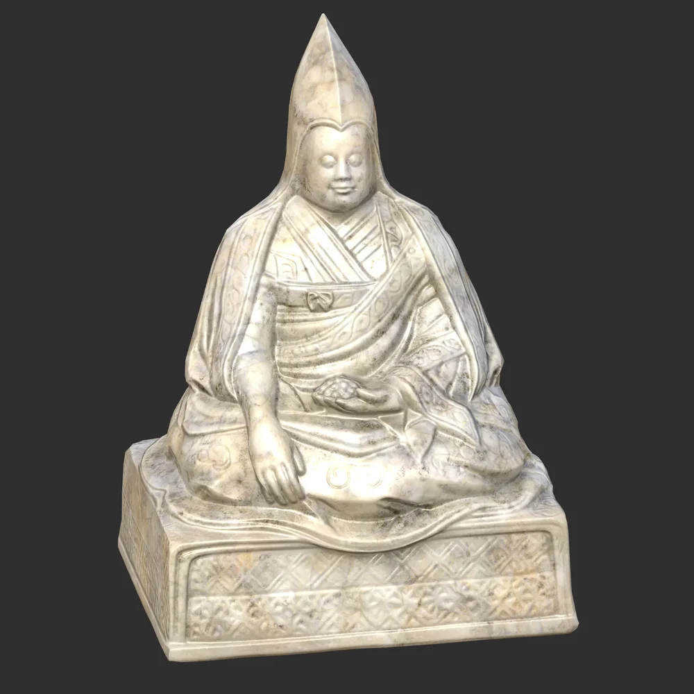 Tibetan Lama Statue White Marble