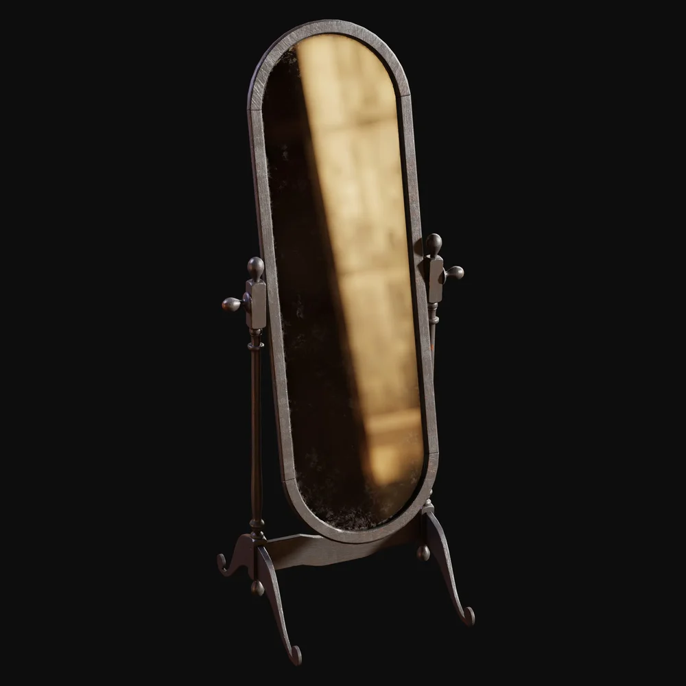Oval Cheval Standing Mirror Black