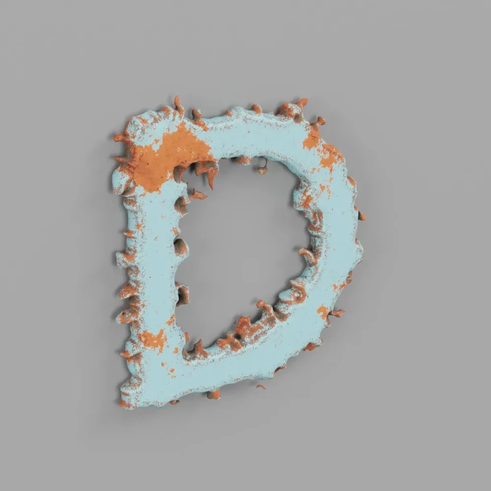 Rough Metal Letter D