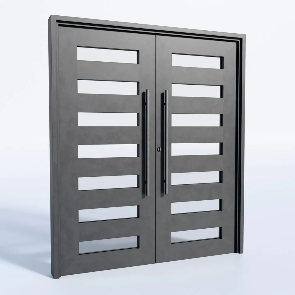 Steel Modern Slat Door – Double Entry