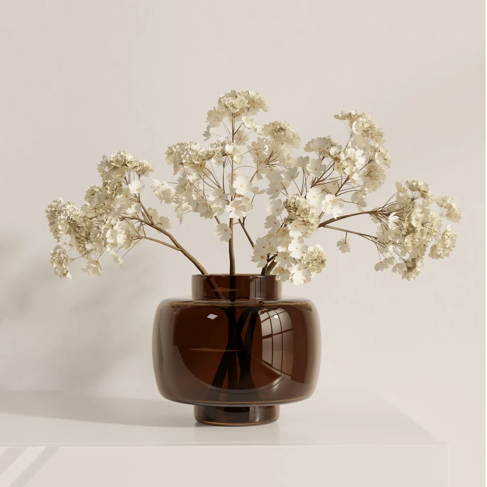 White Blossom Glass Vase