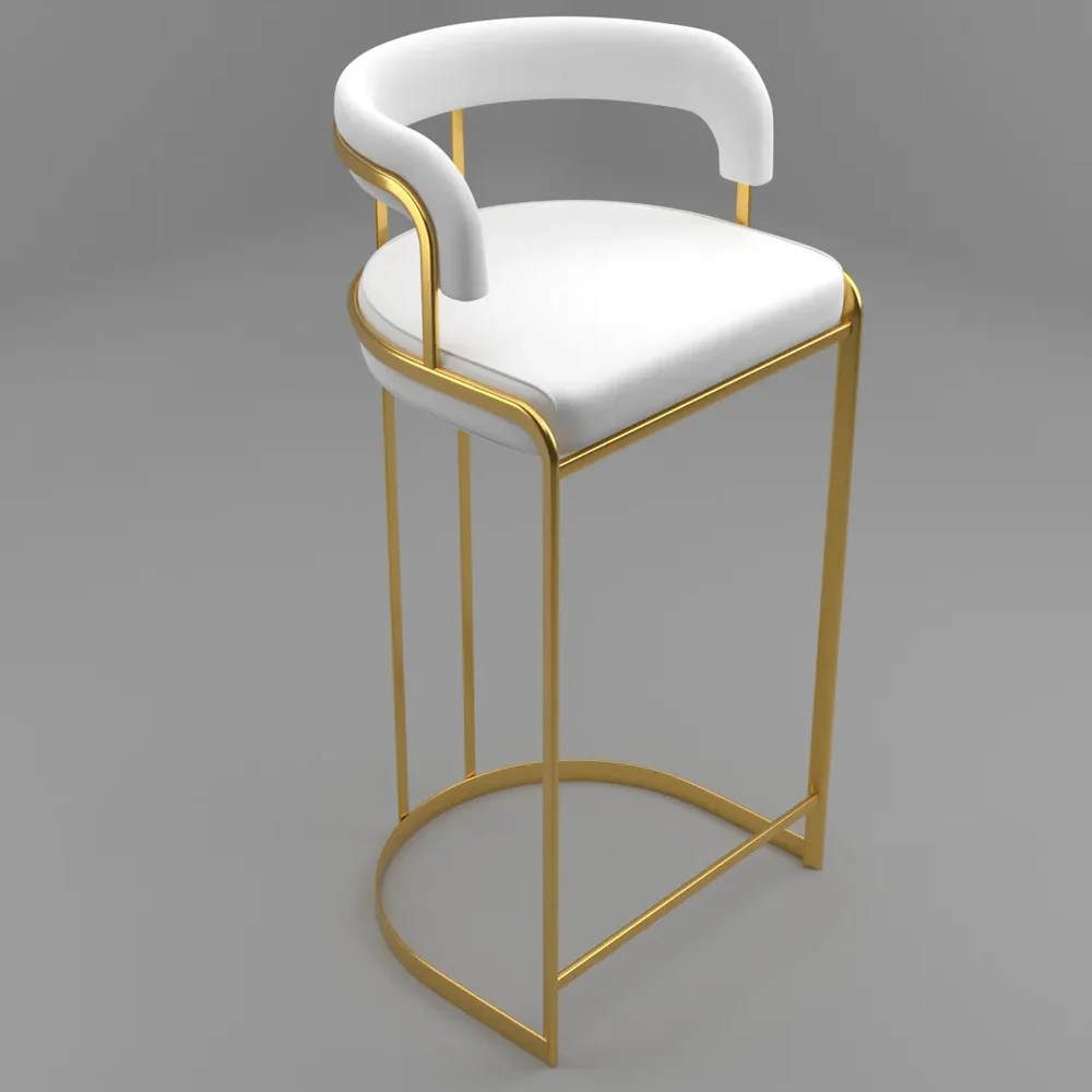 Bar Stool White Leather Brass Ballantine