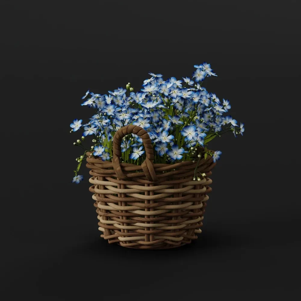 White Wildflowers In Wicker Basket